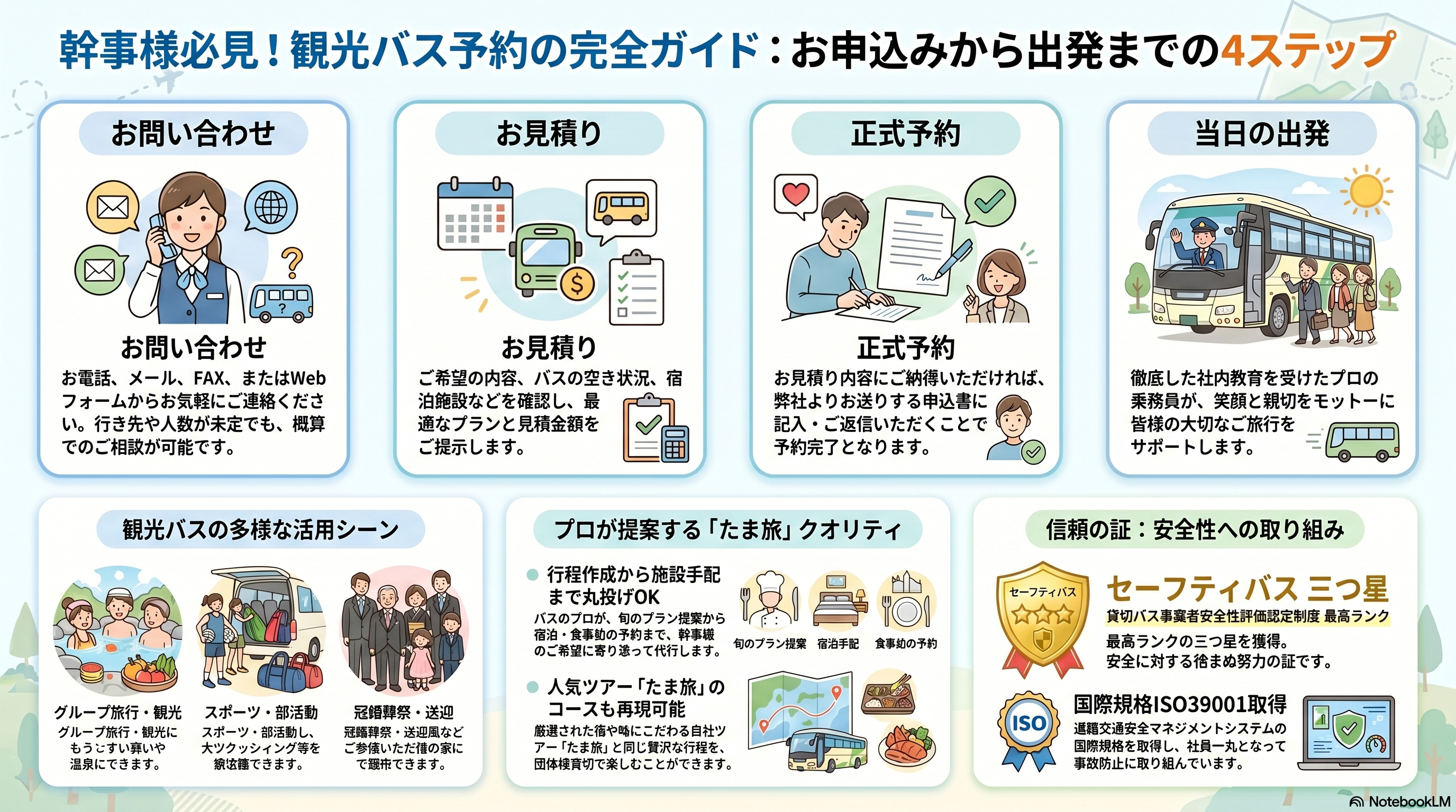 【幹事さん必見】観光バスはどうやって予約する？用途から活用術まで徹底解説！