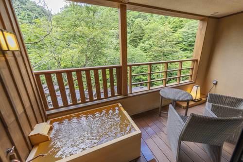 【露天風呂付客室に宿泊】青き川のせせらぎ 渓谷の隠れ宿 塩の湯温泉 蓮月