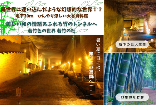 和の情緒あふれる竹のトンネルと幻想的な地下空間 大谷資料館